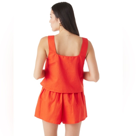 CROSBY by Mollie Burch Camden Linen Blend Short in Lobster(Orange) Size Small - Picture 2 of 9